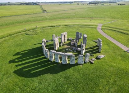 Vista aérea Stonehenge, acceso círculo interno