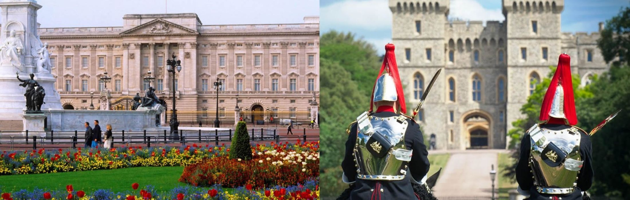 Palacio de Buckingham y Castillo de Windsor en un día